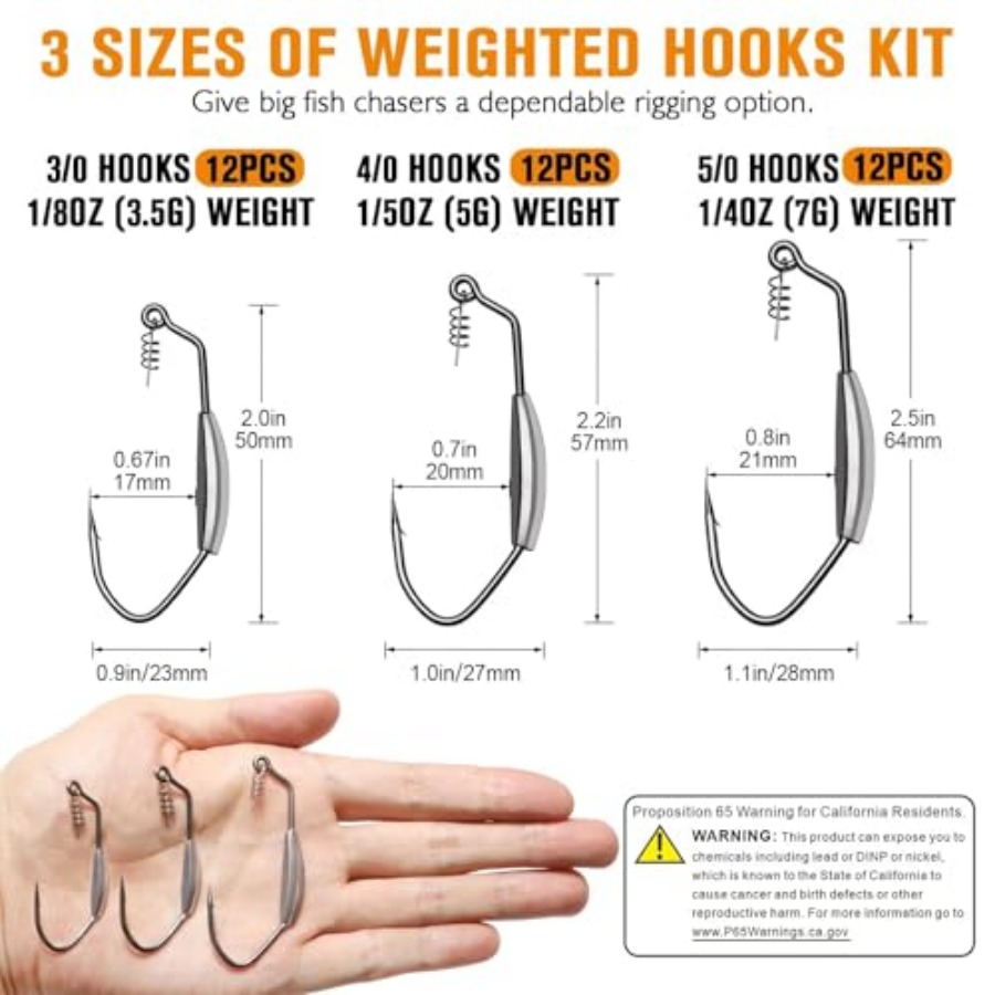 12PCS/44PCS Weighted Swimbait  – обзор и цена Fishing Hook Weedless